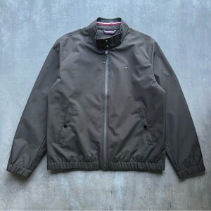 Tommy Hilfiger Mens Jacket L Black Stretch Water Resistant Windbreaker NWOT